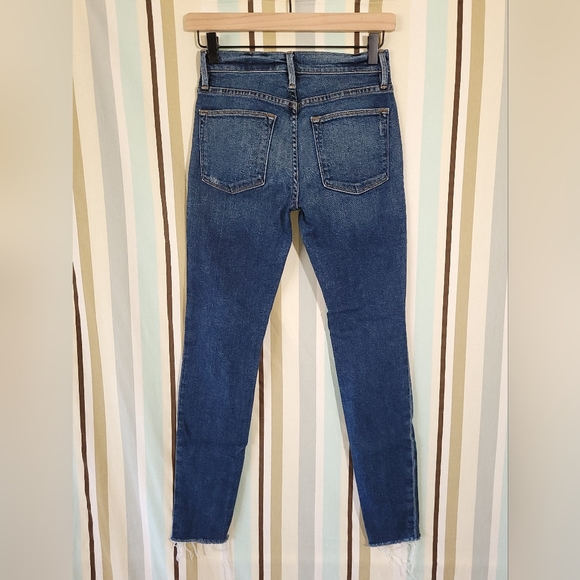 Frame Denim Le High Distressed Skinny-Leg Cropped Raw-Edge Jeans, size 24 - Picture 5 of 11
